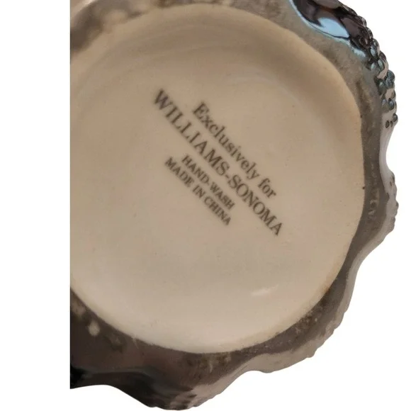 Williams Sonoma Silver Ceramic Sea Urchin Sugar Bowl with Lid and Spoon Coastal - Picture 4 of 5